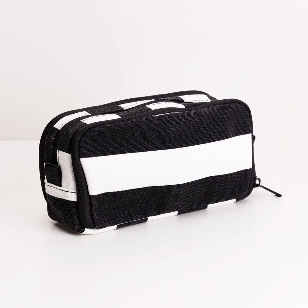 Striped Canvas Pencil Case with Pockets