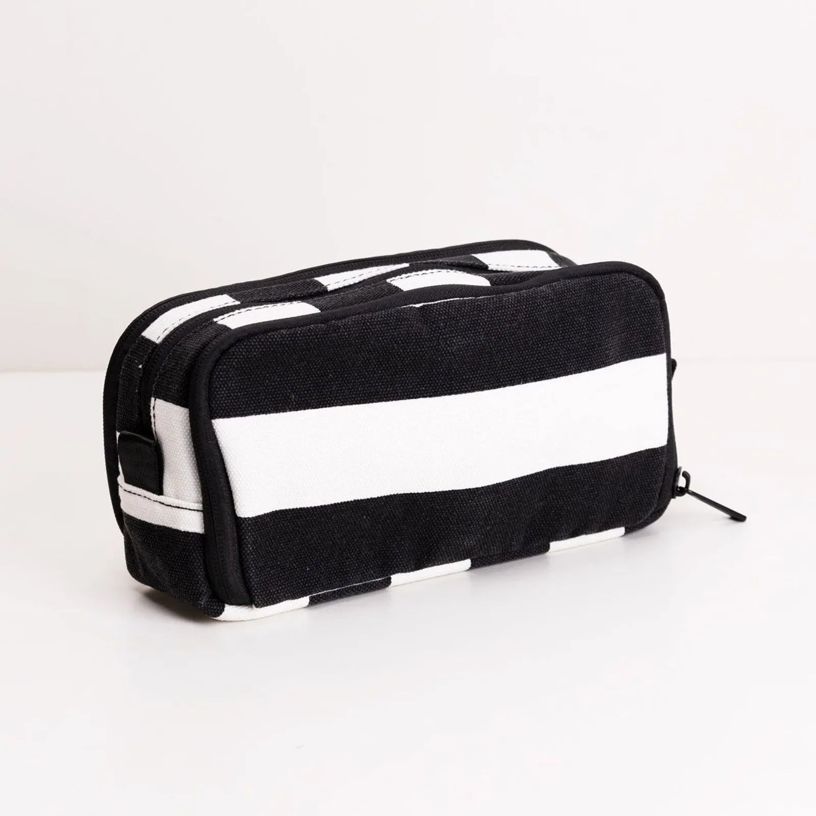 Striped Canvas Pencil Case with Pockets
