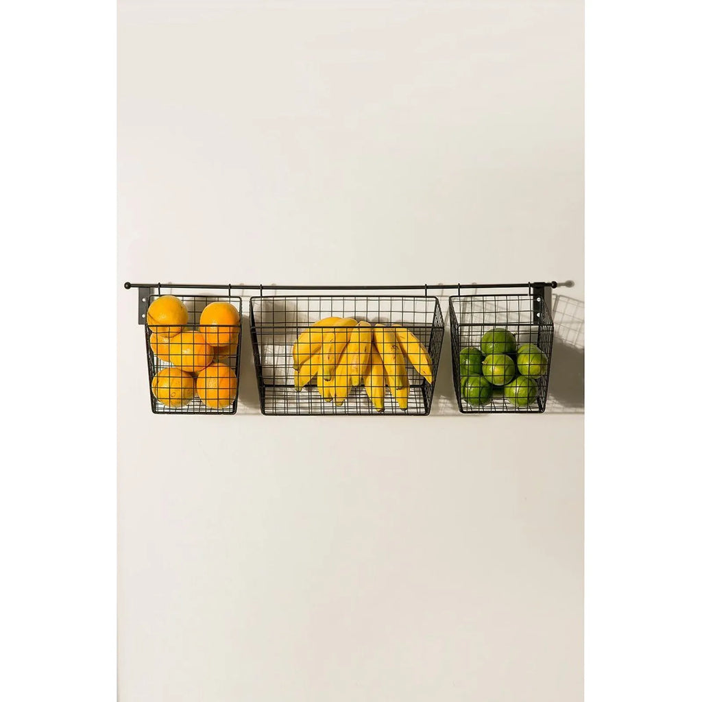 Black metal wall-mounted fruit bowl